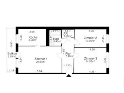 Gemütliche 3 Raum wohnung