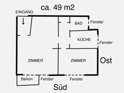 2-Zi-Wohnung in Mitte mit Balkon und Keller