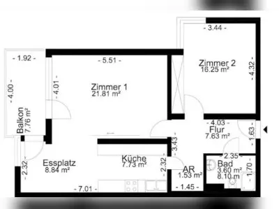 Große 2-Zimmer-Wohnung in ruhiger Lage