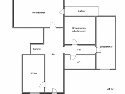 2,5 Zimmer Wohnung mit Balkon in guter Lage , Landeseigene