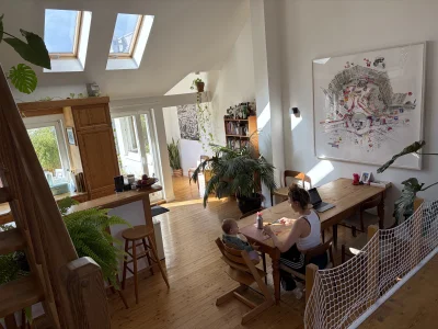 20qm Dachterrasse, 5m Deckenhöhe, 3 Zimmer, jede Menge Licht