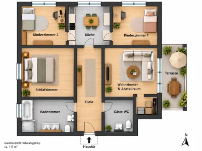4-Zimmer-Wohnung in Marienviertel-Oberhausen, 117 m²