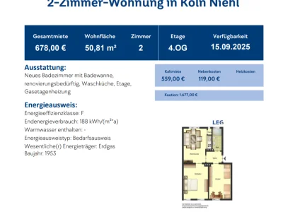 Köln Nippes: 2-Zimmer-Wohnung tauschen