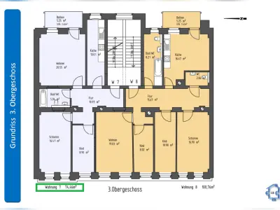Schöne 3 Raum Wohnung mit Balkon